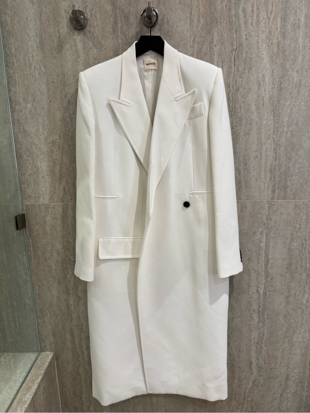 KHAITE White Breasted Long Pea Coat with Black Button - New with tag size S